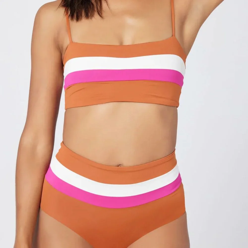 L*Space Swim REBEL Stripe Bikini Top
